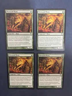 MTG 4X RUSSIAN DARK ASCENSION YOUNG WOLF PLAYED GREEN CREATURE COMMON MAGIC - Image 4