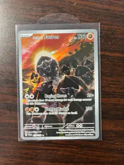 Pokemon Paldean Tauros Illustration Rare Holo Sv02: Paldea Evolved 218/193 NM - Image 1