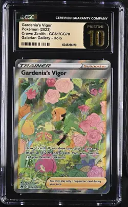 CGC PRISTINE 10 GARDENIA'S VIGOR #GG61 2023 POKEMON SWORD & SHIELD CROWN ZENITH - Image 1