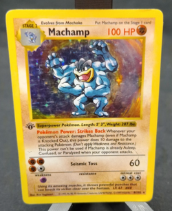 1999 Pokemon Machamp 8/102 Base Set 1st Edition Shadowless Holo MP - Image 1