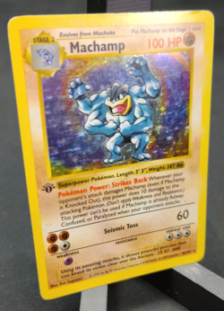 1999 Pokemon Machamp 8/102 Base Set 1st Edition Shadowless Holo MP - Image 3