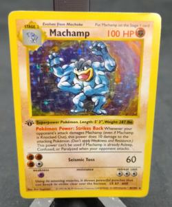 1999 Pokemon Machamp 8/102 Base Set 1st Edition Shadowless Holo MP - Image 4
