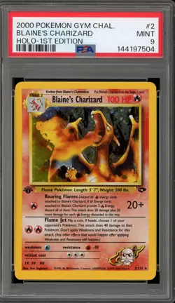 Pokemon Blaine's Charizard Gym Challenge 1st Ed Holo #2 FIGHTING SYMBOL PSA 9 - Image 1