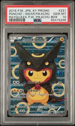 2016 POKEMON JPN XY PROMO #231 PONCHO-WEARING PIKACHU PSA 10 - Image 1