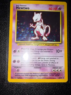 MEWTWO 10/102 HOLO HOLO RARE BASE SET UNLIMITED POKEMON LP - Image 1