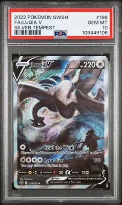 2022 POKEMON SWORD & SHIELD SILVER TEMPEST #186 FULL ART/LUGIA V PSA 10 - Image 1