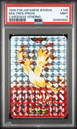 1996 POKEMON JPN BANDAI CARDDASS VENDING #146 MOLTRES-PRISM PSA 9 - Image 1