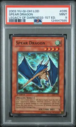 2003 Yu-Gi-Oh! Spear Dragon Legacy Of Darkness LOD 1st Edition Super Rare PSA 9 - Image 1