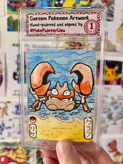 Krabby ORIGINAL Watercolour Painted Pokemon Card - Image 1