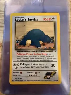 Pokemon TCG Rockets Snorlax 33/132 Gym Heroes Unlimited Card NM - Image 1
