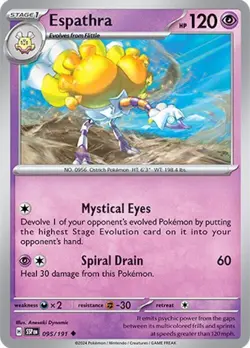 Espathra 095/191 Reverse Holo Uncommon LP - Pokemon S&V Surging Sparks SSP - Image 4