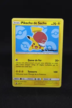 Carte Pokemon Pikachu de Sacha SM114 SM Black Star Promos FR - Image 1