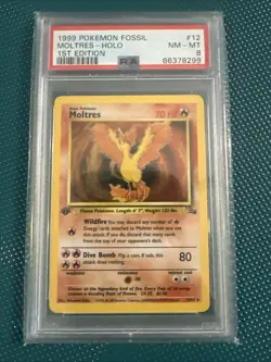 1999 Pokemon Fossil Moltres-holo 1st Edition Psa8 - Image 1