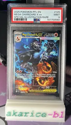 Pokemon 2025 Mega Charizard X ex # 125/094 SIR Phantasmal Flames PSA 9 Mint - Image 1