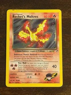 Rocket's Moltres - 12/132 Gym Heroes Unlimited Holo Rare Pokemon - LP - Image 1