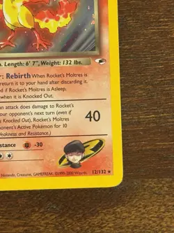 Rocket's Moltres - 12/132 Gym Heroes Unlimited Holo Rare Pokemon - LP - Image 4
