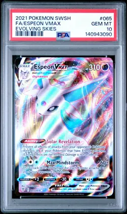 2021 POKEMON SWORD & SHIELD EVOLVING SKIES #065 FULL ART/ESPEON VMAX PSA 10 - Image 1