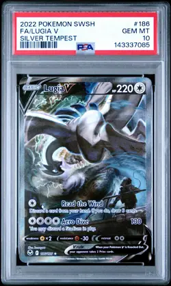 2022 POKEMON SWORD & SHIELD SILVER TEMPEST #186 FULL ART/LUGIA V PSA 10 - Image 1