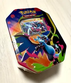 Pokemon Mega Charizard X EX Sealed Tin Box 2025 Booster Packs & Promo Card - Image 1