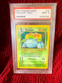 1999 Pokemon Game Base Set Unlimited Venusaur Holo Rare 15/102 #15 PSA 9 MINT - Image 1