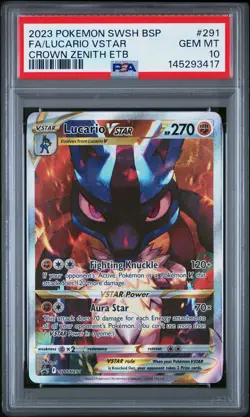 2023 POKEMON SWSH BLACK STAR PROMO #291 FULL ART/LUCARIO VSTAR PSA 10 - Image 1
