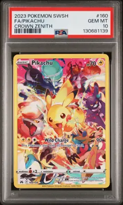 2023 POKEMON SWORD & SHIELD CROWN ZENITH #160 FULL ART/PIKACHU PSA 10 - Image 1