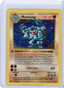 Pokemon TCG Machamp Holo Rare 1st Edition Shadowless Base Set 8/102 MP-LP - Image 1