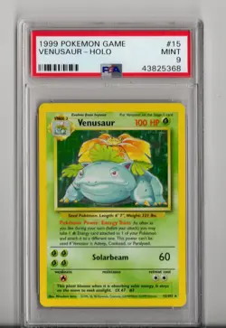 1999 POKEMON BASE SET UNLIMITED #15 VENUSAUR-HOLO PSA 9 - Image 1