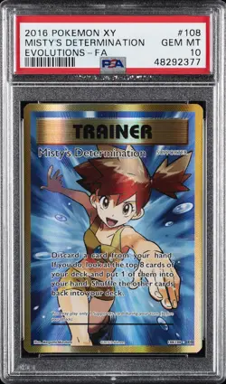 2016 POKEMON XY EVOLUTIONS #108 FULL ART/MISTY'S DETERMINATION PSA 10 - Image 1
