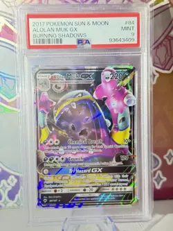 Alolan Muk GX 84/147 Holo Pokemon SM Burning Shadows PSA 9 Mint - Image 1