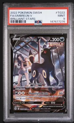 2022 Pokemon SWSH Brilliant Stars #TG22 FA Umbreon V PSA 9 MINT - Image 1
