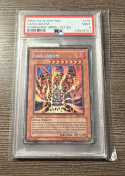 Yu-Gi-Oh Pharaonic Guardian Lava Golem 1st Edition Secret Rare PGD-107 PSA 9 - Image 1