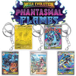 POKEMON TCG CARD GAME Mini Acrylic Keychain Mega Evolution Phantasmal Flames L28 - Image 1