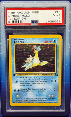 1999 Pokemon TCG 1st Edition Fossil LAPRAS Holo Foil Card PSA 9 #10/62 - Image 1