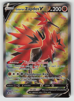 Galarian Zapdos V Pokemon Chilling Reign 173/198 Full Art Ultra Rare NM - Image 1