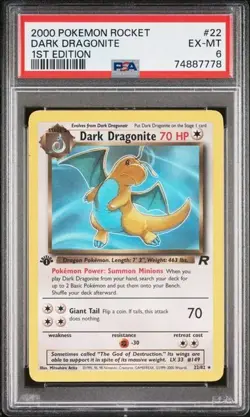 2000 Pokemon Rocket Dark Dragonite 1st Edition #22 PSA 6 EX-MT - Image 1
