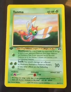 💥 Pokemon TCG Yanma Neo Discovery Rare NM 1st Edition 60 HP Grass 36/75 - Image 1