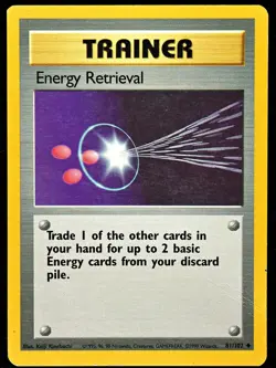 Energy Retrieval 81/102 Base Set Pokemon EXC BUY 2 CARDS GET 1 FREE! - Image 1