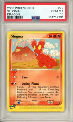 2003 POKEMON EX #72 SLUGMA GEM MT PSA 10 DRAGON NON HOLO - Image 1