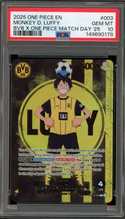 One Piece CCG Monkey.D.Luffy BVB X One Piece Match Day '25 Promo ST13-003 PSA 10 - Image 1