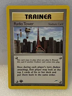 2002 Pokemon 1st Edition Neo Destiny Trainer Radio Tower 95/105 NM/LP Rare Card - Image 1
