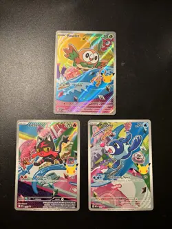 Pokemon 30th Anniversary First Partner Promo Trio Set: Rowlett, Litten, Popplio - Image 1
