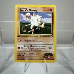 Brock's Mankey 68/132 1st Edition Gym Heroes Pokemon Card - Image 1