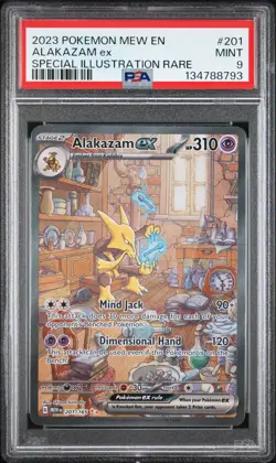 2023 POKEMON MEW EN-151 SPECIAL ILLUSTRATION RARE #201 ALAKAZAM EX PSA 9 - Image 1