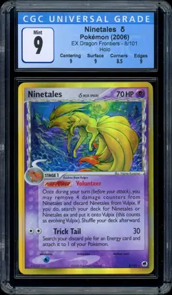 2006 Pokemon NINETALES Holo Rare 8/101 - ex Dragon Frontiers CGC 9 MINT psa - Image 1