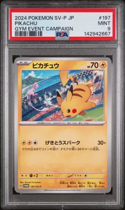 2024 POKEMON JAPANESE SV-P PROMO GYM EVENT CAMPAIGN #197 PIKACHU PSA 9 FREE S&H! - Image 1