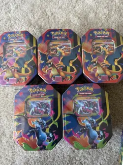 Pokemon Phantasmal Flames Charizard XY Tin Set Of 5 + Ascended Heros Mini Tin - Image 3