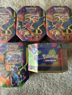 Pokemon Phantasmal Flames Charizard XY Tin Set Of 5 + Ascended Heros Mini Tin - Image 4