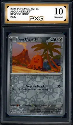 2024 Pokemon SSP EN ALOLAN DIGLETT Reverse Holo #122 Graded PXG 10 Gem Mint psa - Image 1