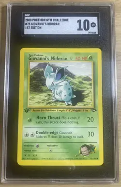 Pokemon Gym Challenge Unlimited Regular 1st Ed. Giovanni's Nidoran SGC Gem 10 - Image 1